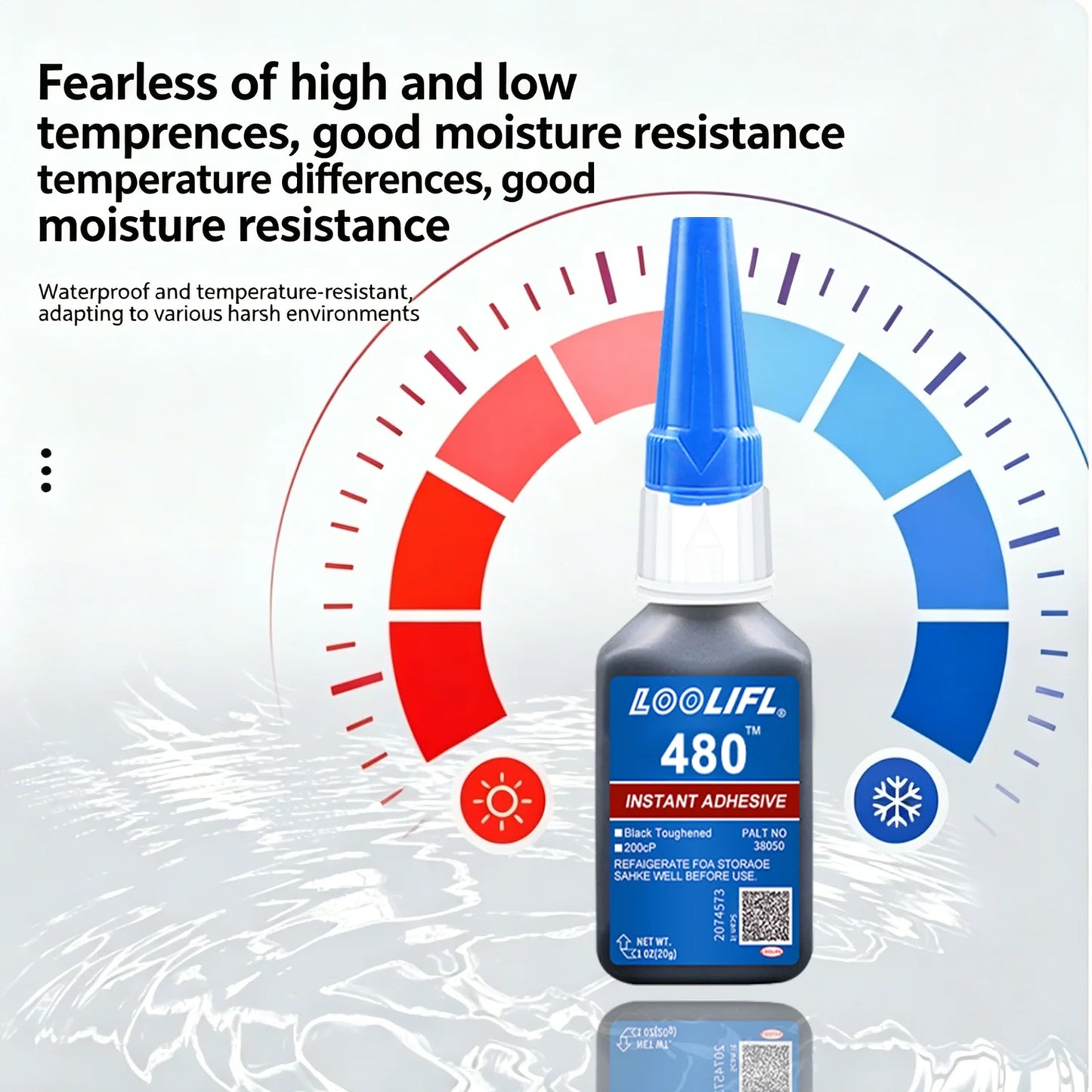 LOOLIFL480 20g adhesivo de hidroacrilato resistente a altas temperaturas y resistente al impacto adhesivo de caucho plástico para reparación de parachoques de carrocería