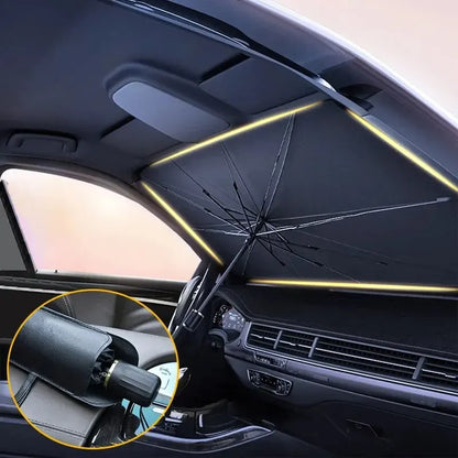 Foldable Car Sun Shade Umbrella for Windshield - Front Window Parasol, Umbrella-Style Sun Shade for Summer Protection