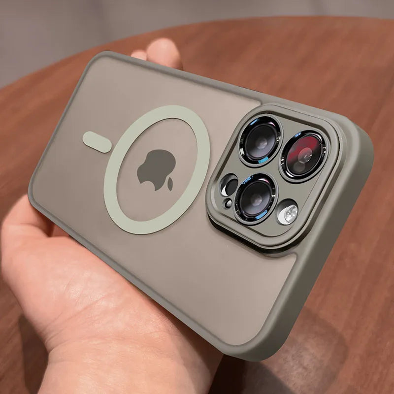 Luxury Matte Armor Case with MagSafe – Shockproof Magnetic Wireless Charging Cover for iPhone 11 12 13 14 15 16 17 Air Pro Max Plus