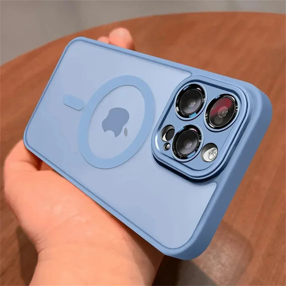 Funda protectora de lente para iPhone 11 12 13 Proa Mx mini 15 16 Plus iPhone 16 15 14 mate translúcido Magsafe cubierta de carga inalámbrica