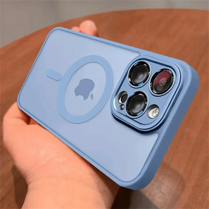 Funda protectora de lente para iPhone 11 12 13 Proa Mx mini 15 16 Plus iPhone 16 15 14 mate translúcido Magsafe cubierta de carga inalámbrica