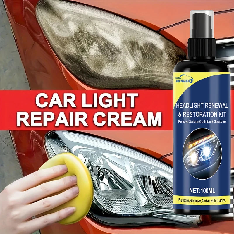 Spray de restauración de faros de cerámica de 100 ml, herramienta de reparación de faros de automóvil premium: elimina el amarillento y la oxidación, restaura la claridad, spray de protección de revestimiento de luz de larga duración