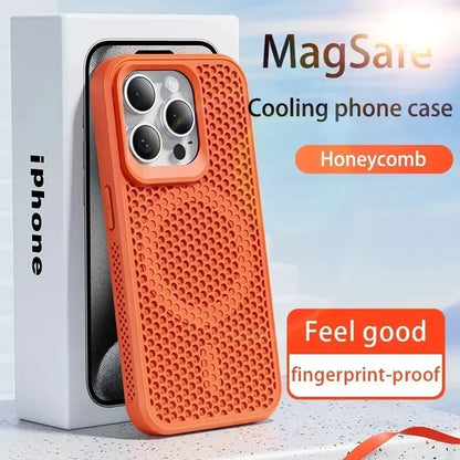 Funda de teléfono con disipación de calor y refrigeración para iPhone 17, 16, 15, 14, 13, 12, 11 Pro Max Plus, cubierta magnética trasera dura transpirable para Magsafe