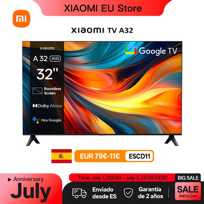 Xiaomi TV A 32, Compact Size With Colorful Screen, Dynamic Sound With Dolby Audio™, DTS-X And DTS Virtual:X, Top-end Metal Fini