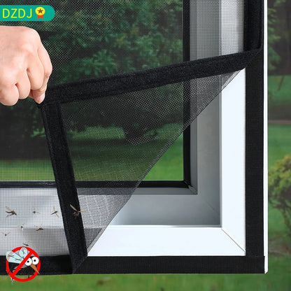 Black Window Mosquito Net with Zipper - Custom Size, Self-Adhesive Mounting for Windows and Doors