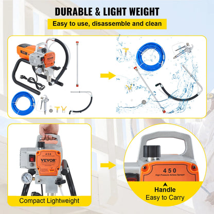 SucceBuy 1500/1800W Airless Wall Paint Sprayer Electric Sprayer Gun Kit Adjustable Spray Pressure Wall paint Spraying Machine
