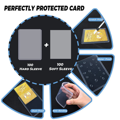 Fundas para tarjetas de 100-600 piezas, protectoras rígidas y blandas, cubiertas con película protectora transparente, para tarjetas coleccionables de Pokémon y de fútbol.
