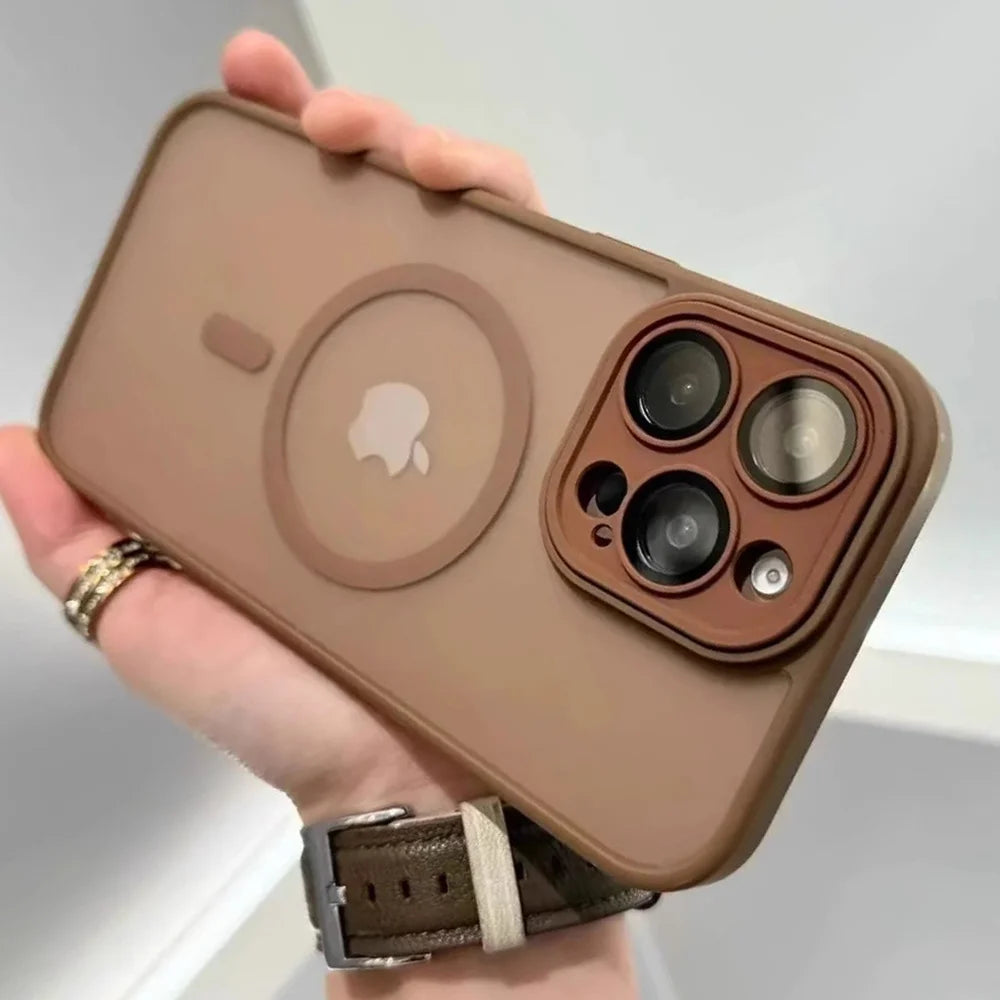 Funda protectora de lente para iPhone 11 12 13 Proa Mx mini 15 16 Plus iPhone 16 15 14 mate translúcido Magsafe cubierta de carga inalámbrica