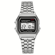 F91W Non-Waterproof Steel Band Watch For Women, Men, Business Clock, Multi-Functional LED Digital Sports Watch, Electronic Clock