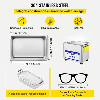SucceBuy 800ml Ultrasonic Cleaner Portable Washing Machine 35W Mini Dishwasher Lave-Dishes Ultrasound Bath for Home Appliance